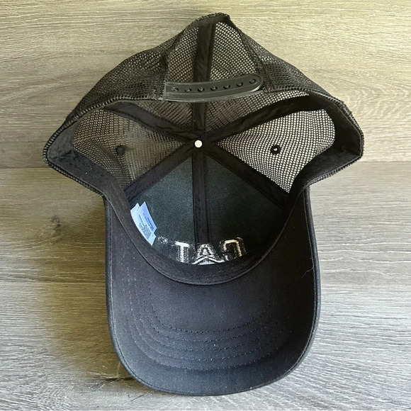 Black On Black “CAT” Caterpillar Trucker Dad Snapback Mesh Hat Cap - Picture 4 of 5